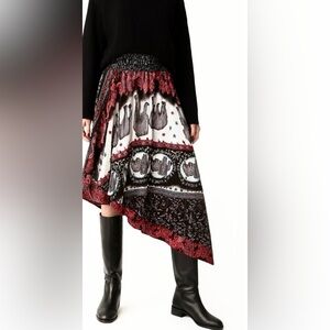 NWT Cotton Viscose Blend Boho Elephant Print Asymmetrical Skirt – Fits S–L
